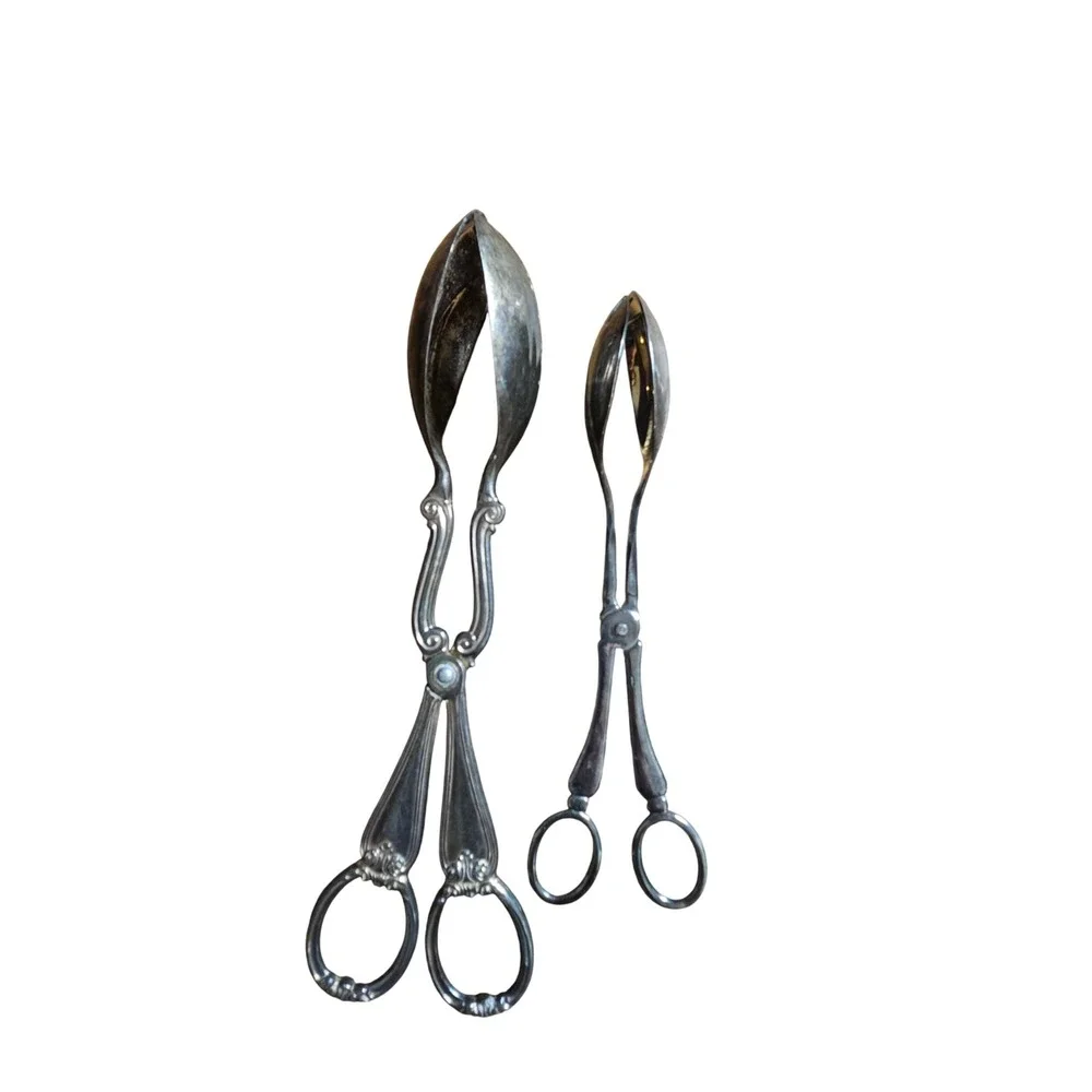 Vintage Gorham Heritage Silverplate Serving Tongs Set Salad Pastry Silver Italy